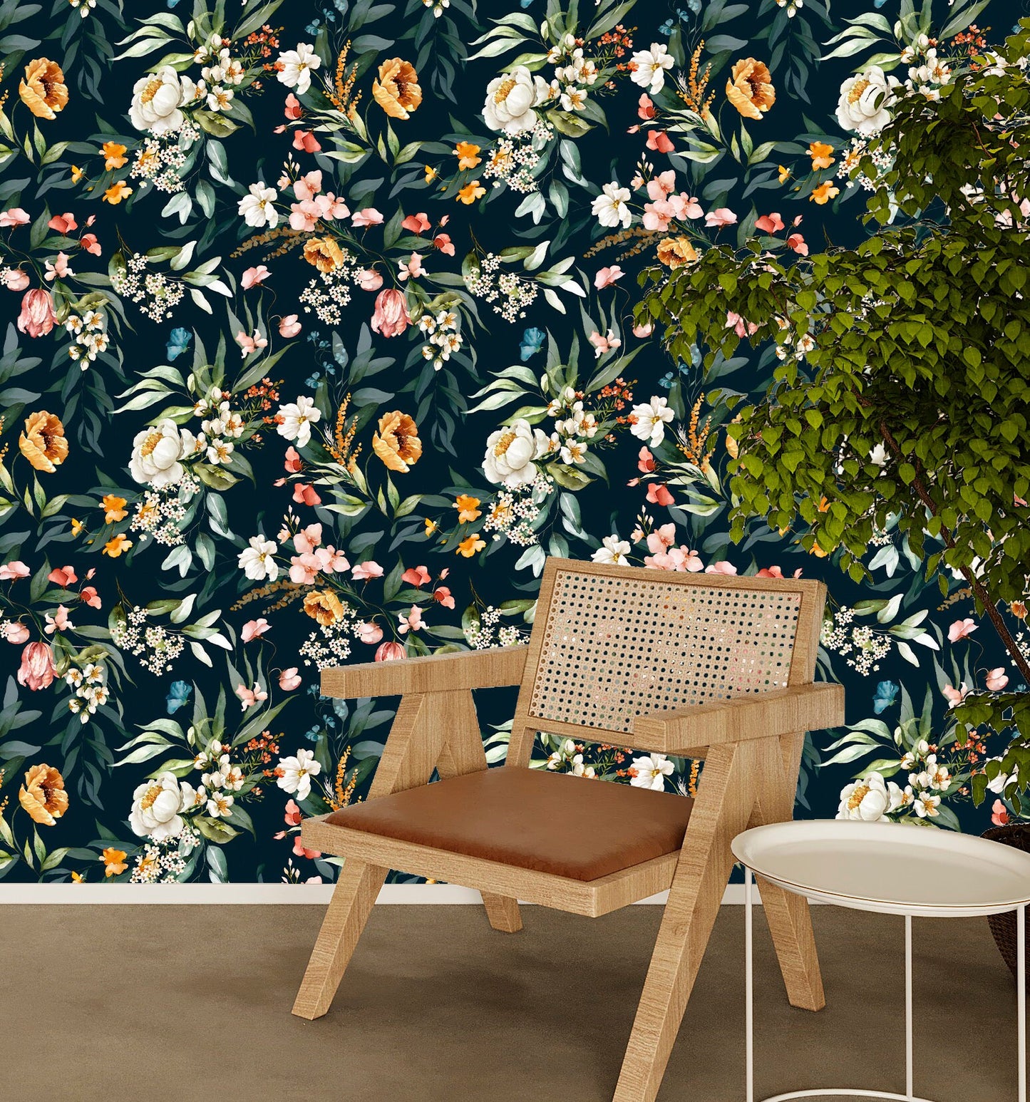 Moody Wallpaper Peel and Stick, Dark Floral Wallpaper, Removable Wall Paper