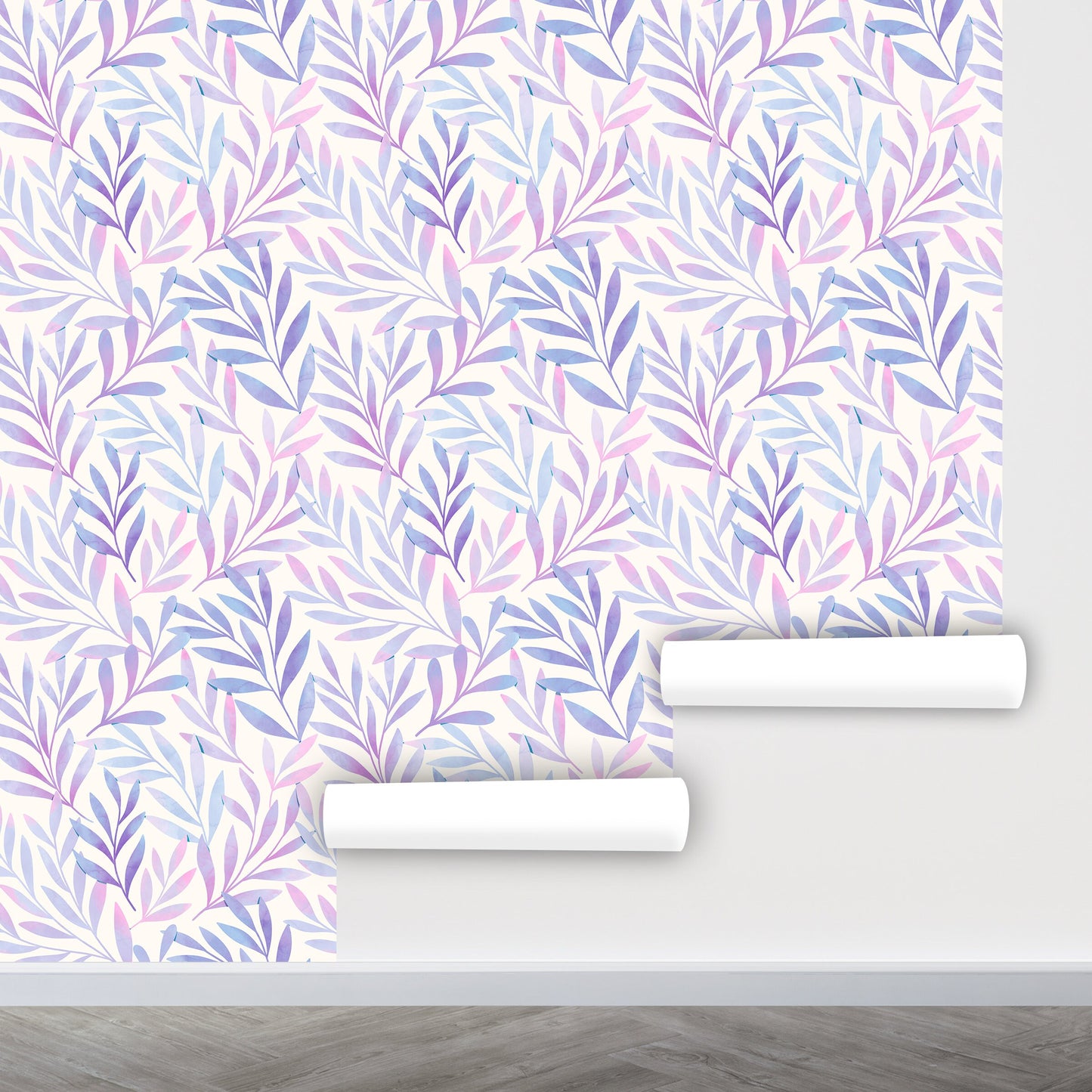 Soft Purple Wallpaper Peel and Stick, Pink Leaf Wallpaper, Botanical Wallpaper, Removable Wall Paper