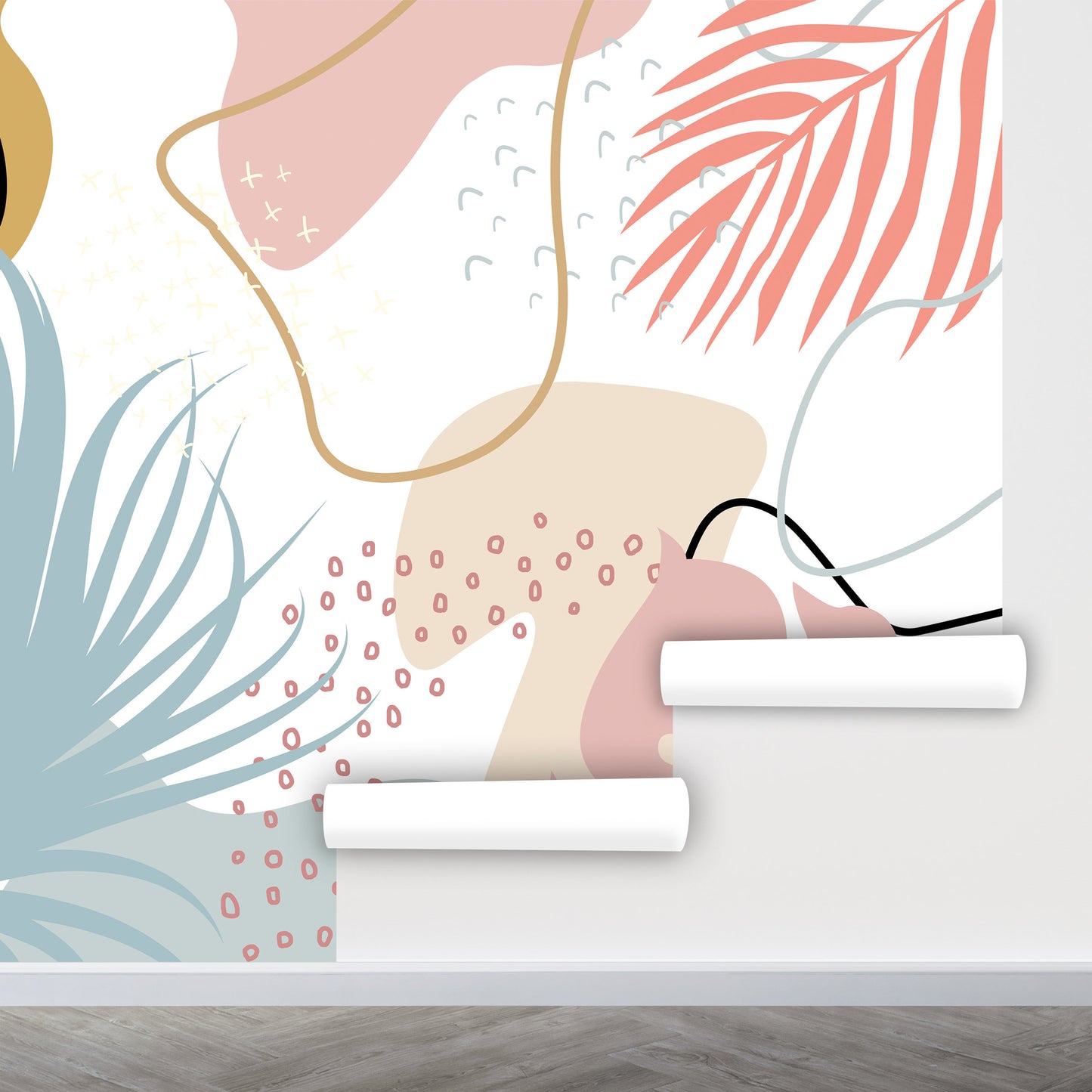 Abstract Wallpaper Peel and Stick, Boho Wallpaper, Doodle Wallpaper, Removable Wall Paper