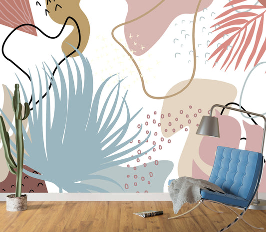 Abstract Wallpaper Peel and Stick, Boho Wallpaper, Doodle Wallpaper, Removable Wall Paper