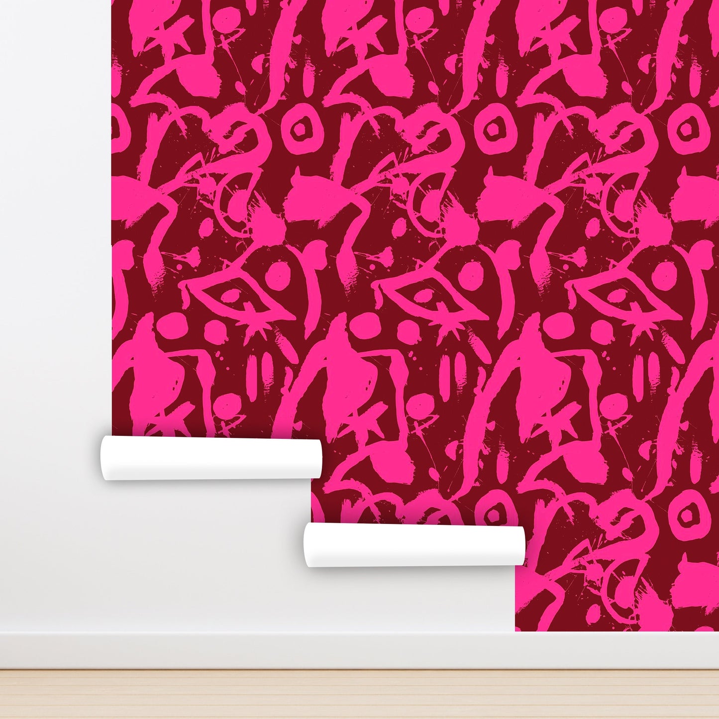 Brush Stroke Wallpaper Peel and Stick, Hot Pink Wallpaper, Colorful Wallaper, Abstract Wallpaper, Removable Wall Paper