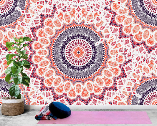 Mandala Wallpaper Peel and Stick, Arabic Wallpaper, Oriental Wallpaper, Indian Wallpaper, Boho Wallpaper, Removable Wall Paper