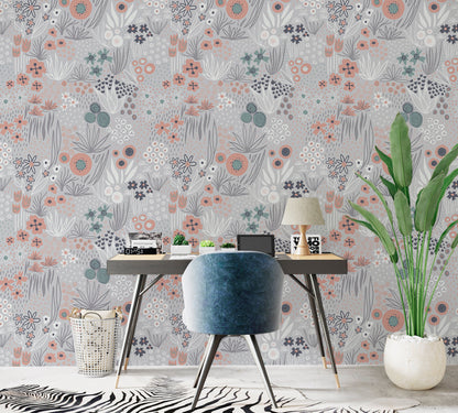 Scandinavian Wallpaper Peel and Stick, Neutral Primitive Removable Wall Paper in home office