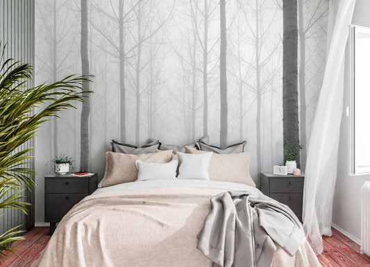 Misty Forest Wallpaper Peel and Stick, Atmospheric Nature Removable Wall Paper