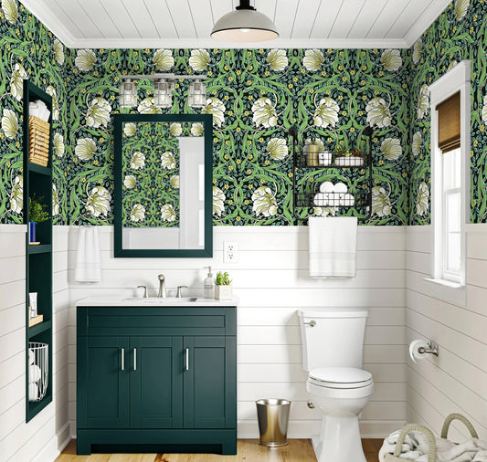 Classic Wallpaper Peel and Stick, William Morris Style Canvas Removable Wall Paper