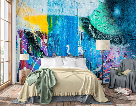 Dripping Wallpaper Peel and Stick, Colorful Graffitti Removable Wall Paper