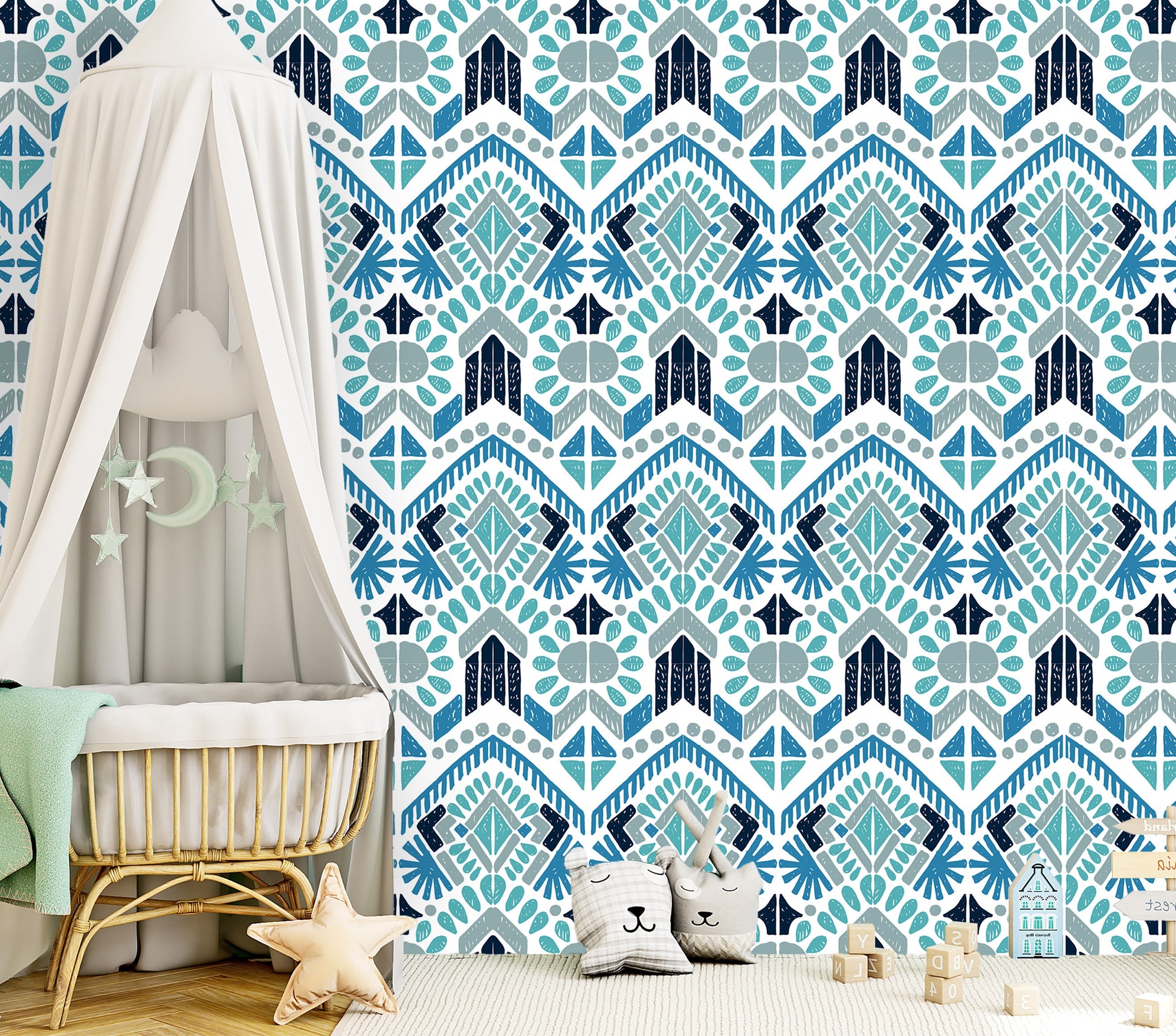 Aztec Wallpaper Peel and Stick, Tribal Ornament Textured Removable Wall Paper