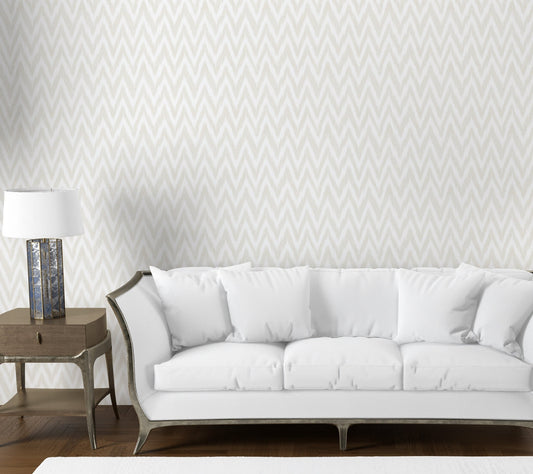 Ikat Wallpaper Peel and Stick, Beige Herringbone Canvas Removable Wall Paper