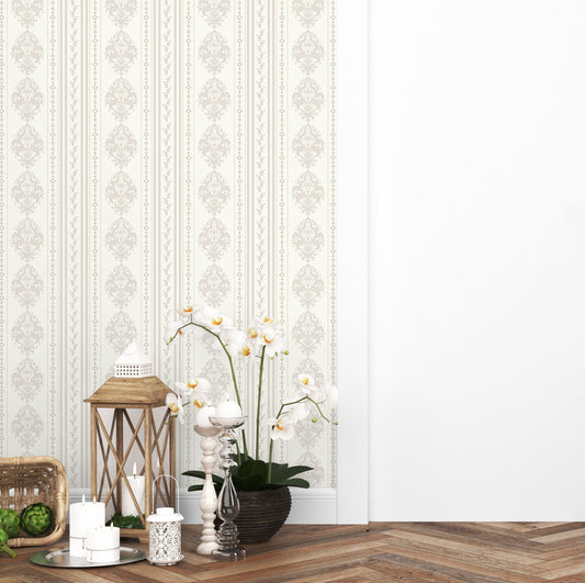 Damask Wallpaper Peel and Stick, Classic Baroque Canvas Removable Wall Paper