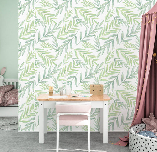 Eucalyptus Wallpaper Peel and Stick, Watercolor Green Olive Branches  Removable Wall Paper
