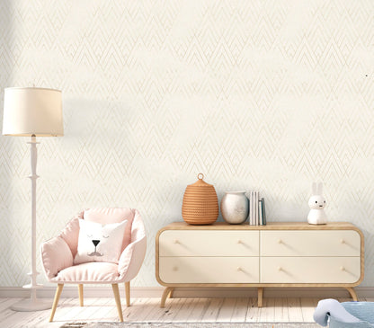 Art Deco Wallpaper Peel and Stick, Retro Geometric Textured Removable Wall Paper