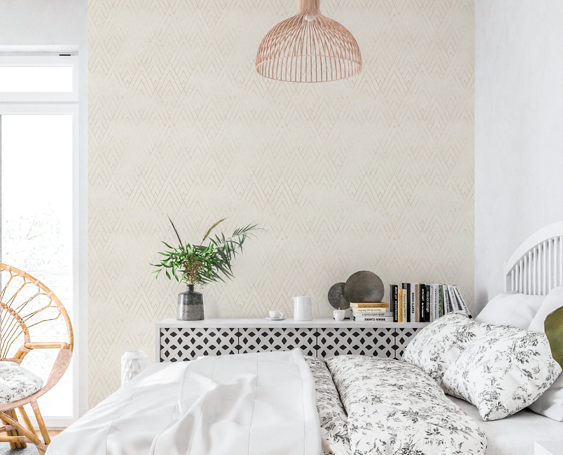 Art Deco Wallpaper Peel and Stick, Retro Geometric Textured Removable Wall Paper