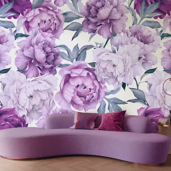 Big Flower Wallpaper Peel and Stick, Purple Wallpaper, Peony Wallpaper, Removable Wall Paper