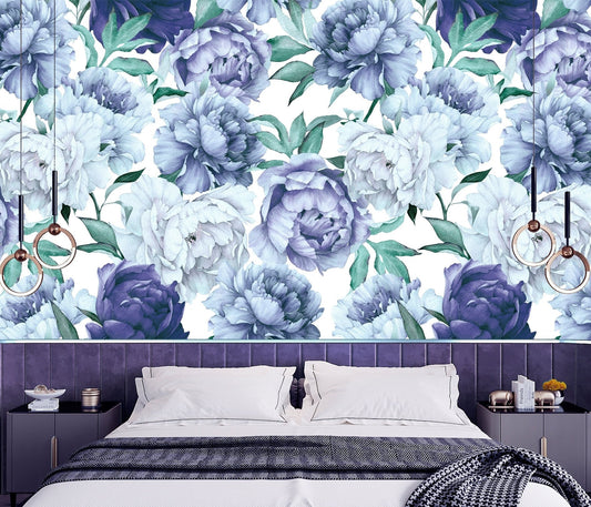 Blue Floral Wallpaper for bedroom