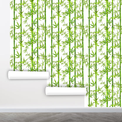 Bamboo Wallpaper Peel and Stick, Tropical Wallpaper, Green Leaf Wallpaper, Exotic Wallpaper, Removable Wall Paper