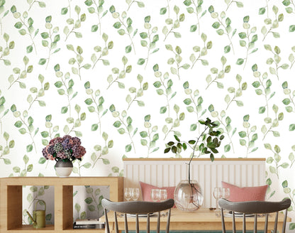 Eucalyptus Wallpaper, Green Leaf Wallpaper Peel and Stick, Botanical Wallpaper, Nursery Wallpaper, Removable Wall Paper