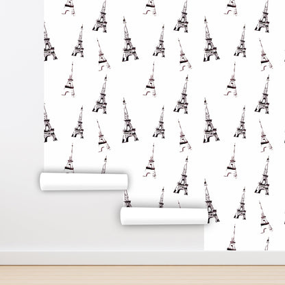 Eiffel Wallpaper Peel and Stick, Paris Wallpaper, Black and White Wallpaper, Removable Wall Paper