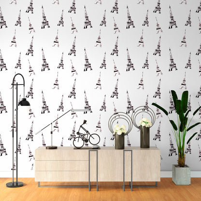 Eiffel Wallpaper Peel and Stick, Paris Wallpaper, Black and White Wallpaper, Removable Wall Paper