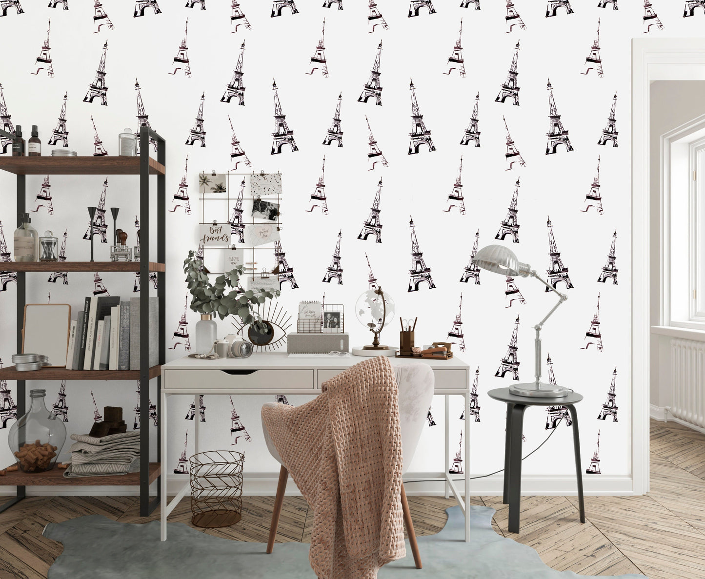 Eiffel Wallpaper Peel and Stick, Paris Wallpaper, Black and White Wallpaper, Removable Wall Paper