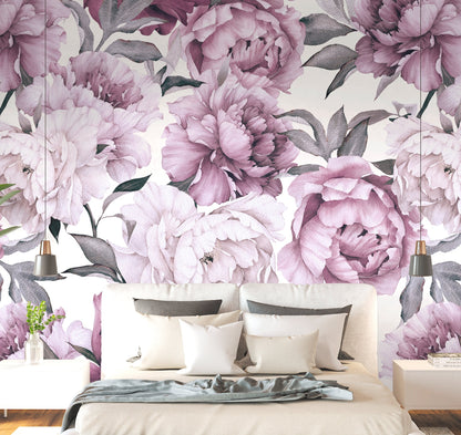 Pink Floral Wallpaper Peel and Stick, Peony Wallpaper. Big Flower Wallpaper Nursery Wallpapers, Removable Wall Paper