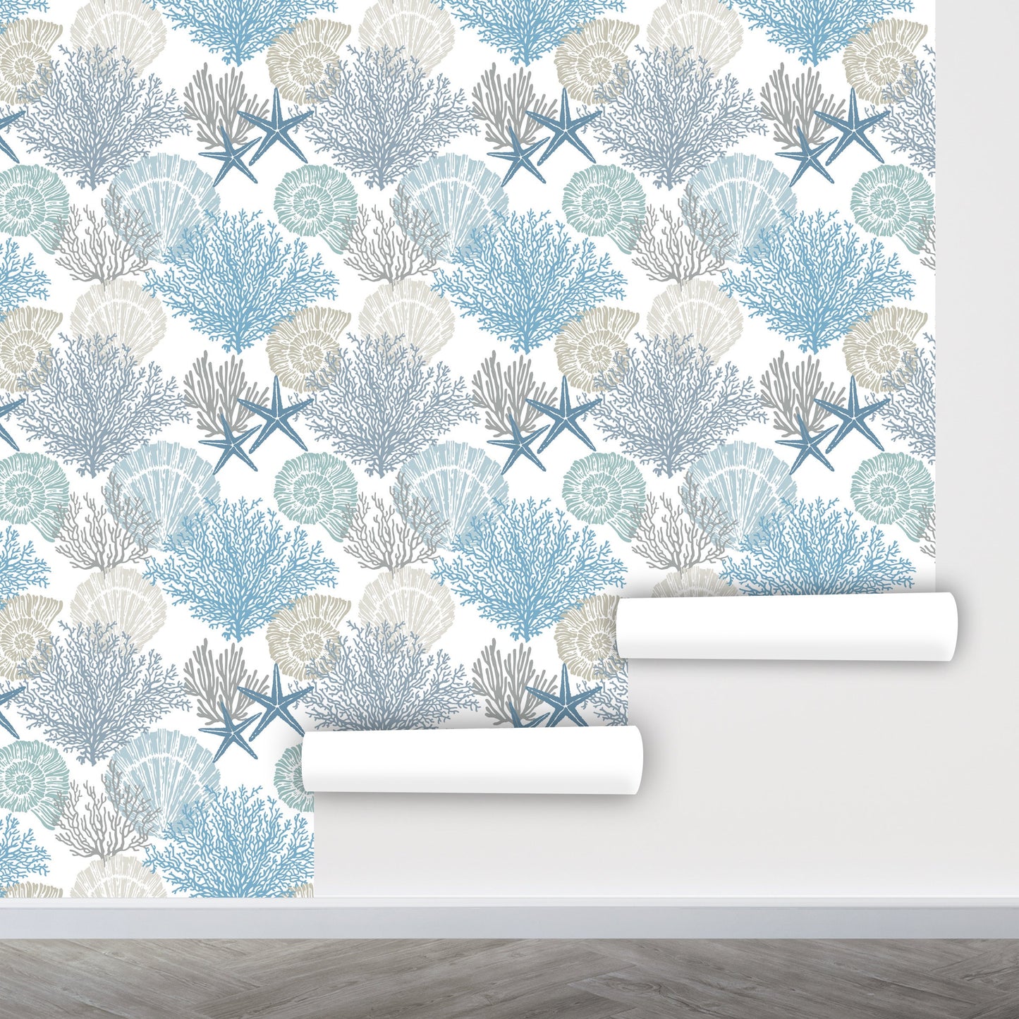 Coral Reef Wallpaper Peel and Stick, Starfish Wallpaper, Sea Life Wallpaper, Seashell Wallpaper, Removable Wall Paper