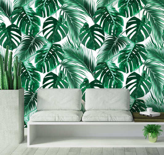 Palm Tree Wallpaper Peel and Stick, Monstera Wallpaper, Tropical Leaf Wallpaper, Removable Wall Paper