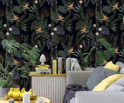 Exotic Wallpaper, Palm Leaf Wallpaper Peel and Stick Tropical Leaf Wallpaper, Removable Wall Paper
