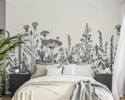 Wildflower Wallpaper Peel and Stick, Floral Wallpaper, Big Flowers Wallpaper, Removable Wall Paper