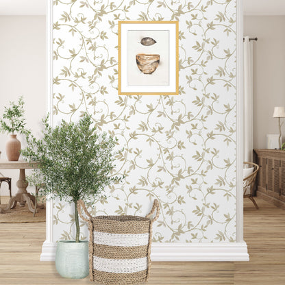 Farmhouse Wallpaper Peel and Stick Wallpaper Vintage, Ivy Wallpaper, Nursery Wallpaper, Removable Wall Paper