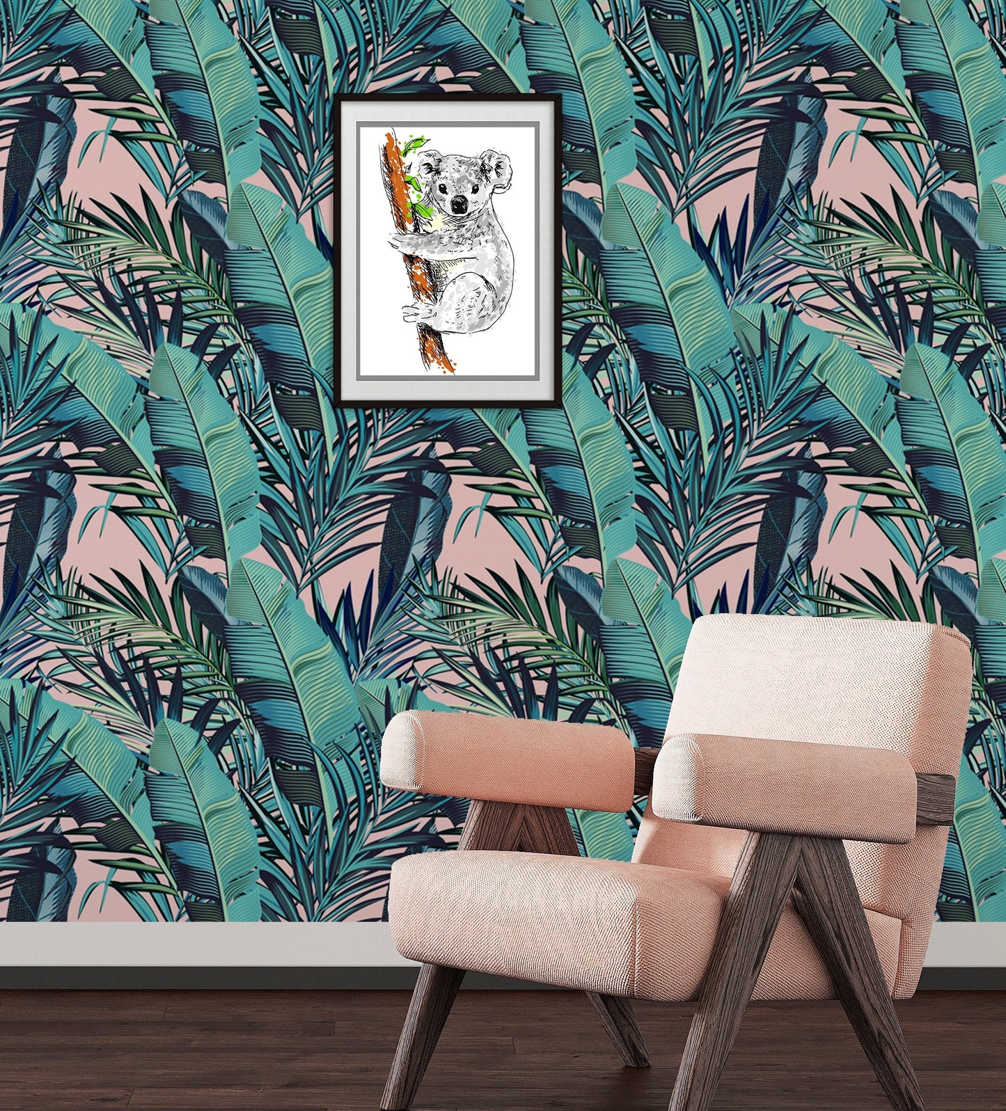 Banana Leaf Wallpaper Peel and Stick, Green Leaf Wallpaper, Palm Wallpaper, Tropical Wallpaper, Removable Wall Paper