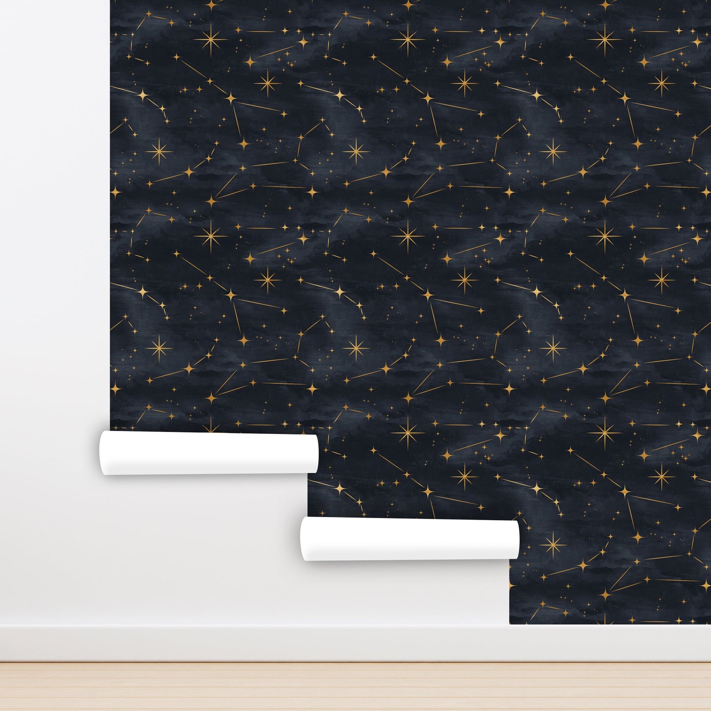 Constellation Wallpaper, Night sky Wallpaper Peel and Stick, Nursery Wallpaper, Black and Gold Wallpaper, Removable Wall Paper