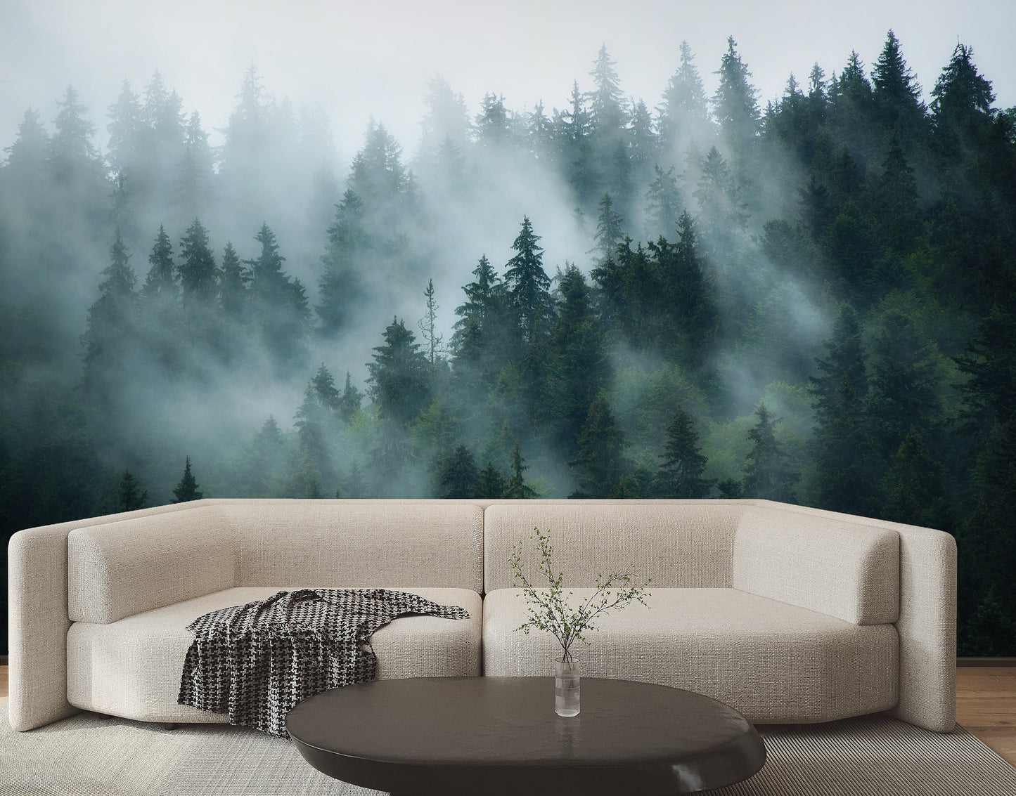 Foggy Forest Wallpaper Peel and Stick, Mountain Wallpaper, Pine Tree Wallpaper, Landscape Wallpaper, Removable Wall Paper