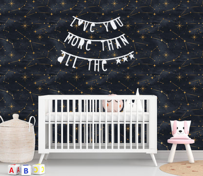 Night sky Wallpaper Peel and Stick, Star Wallpaper, Celestial Wallpaper, Constellation Wallpaper, Removable Wall Paper