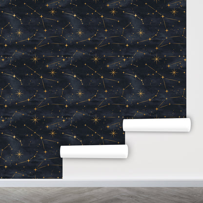 Night sky Wallpaper Peel and Stick, Star Wallpaper, Celestial Wallpaper, Constellation Wallpaper, Removable Wall Paper