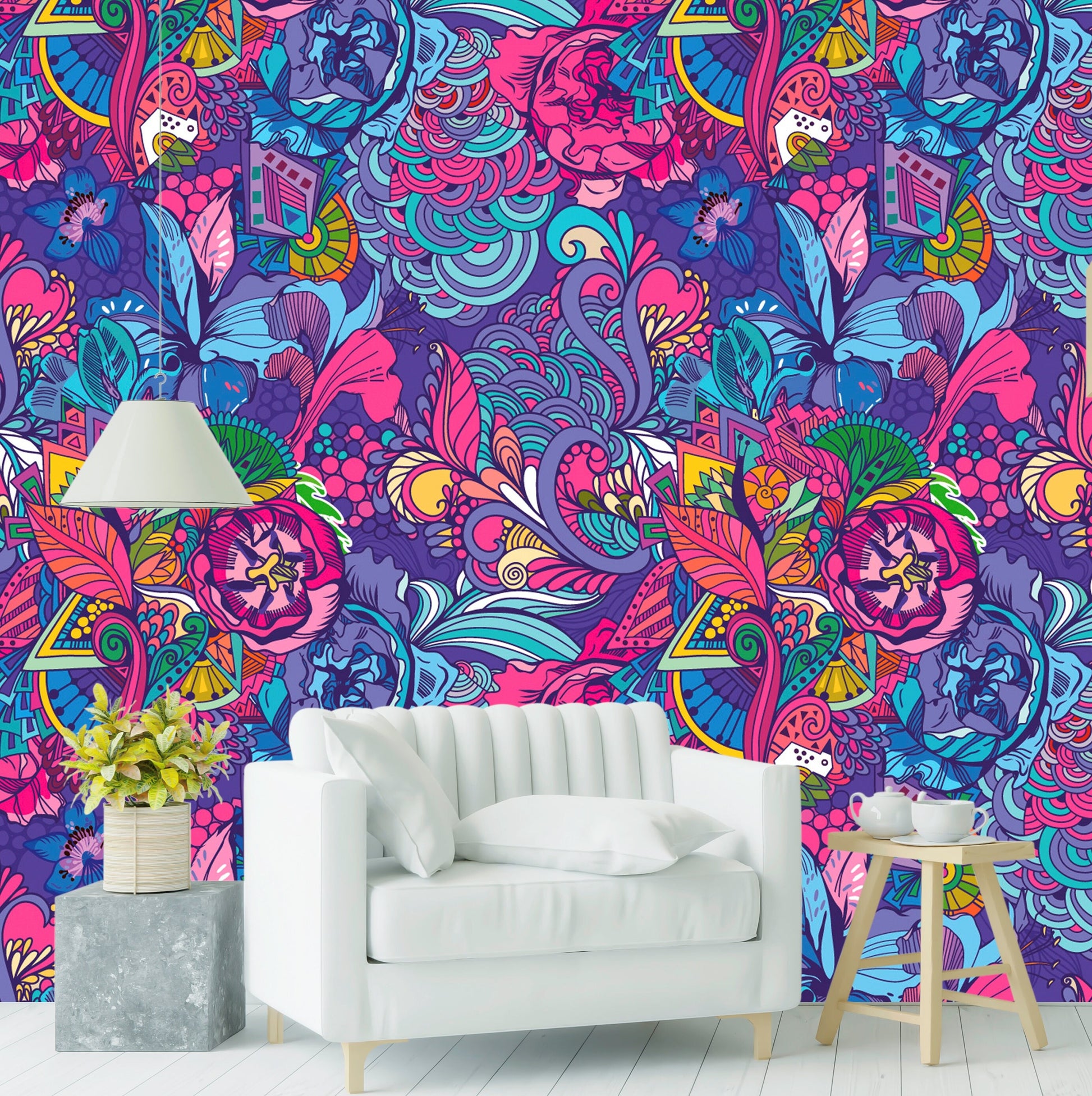 Colorful Floral Wallpaper, Purple Abstract Wallpaper