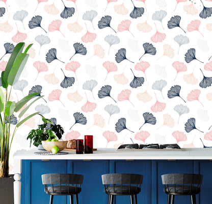 Ginkgo Wallpaper Peel and Stick, Modern Wallpaper, Scandinavian Wallpaper, Removable Wall Paper