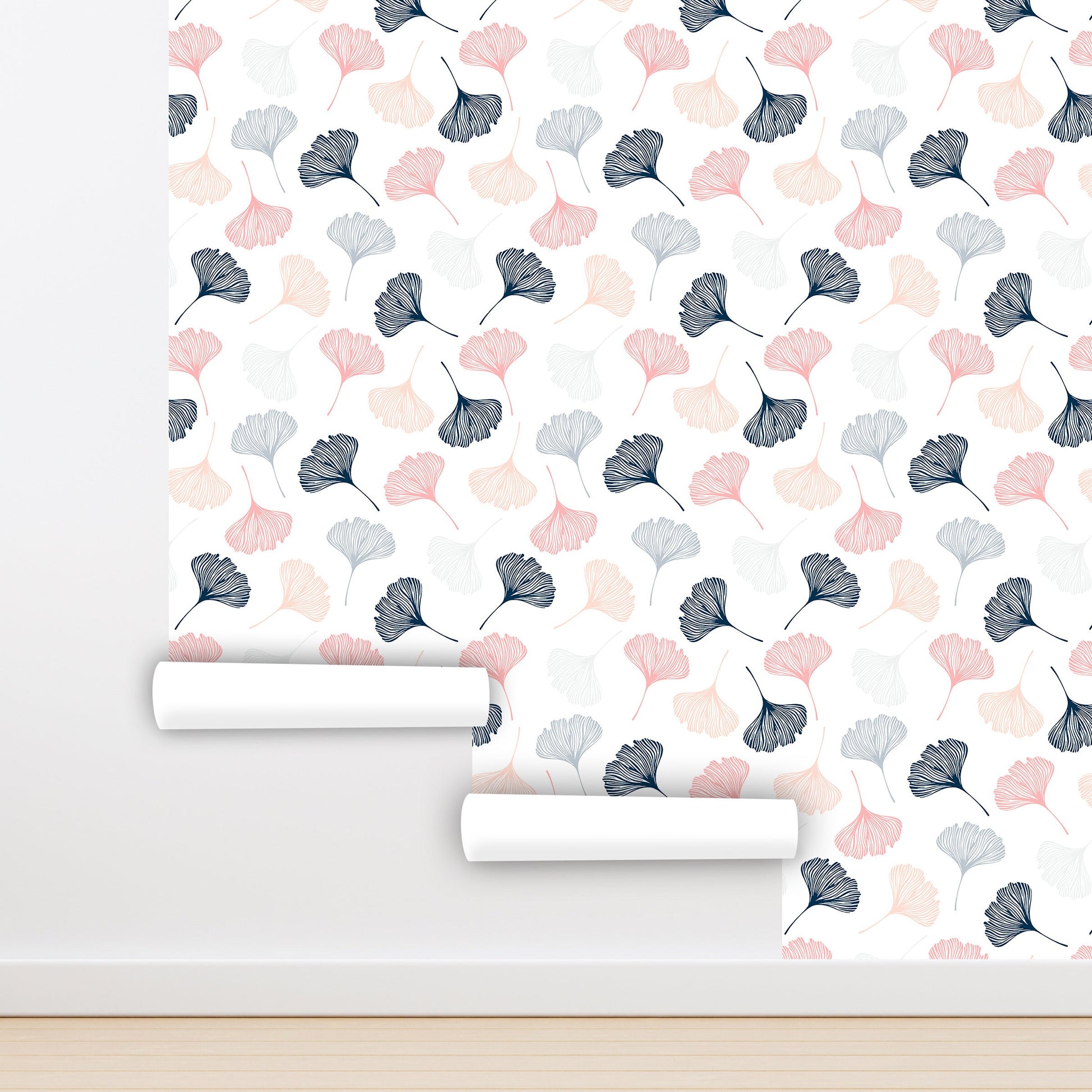 Ginkgo Wallpaper Peel and Stick, Modern Wallpaper, Scandinavian Wallpaper, Removable Wall Paper