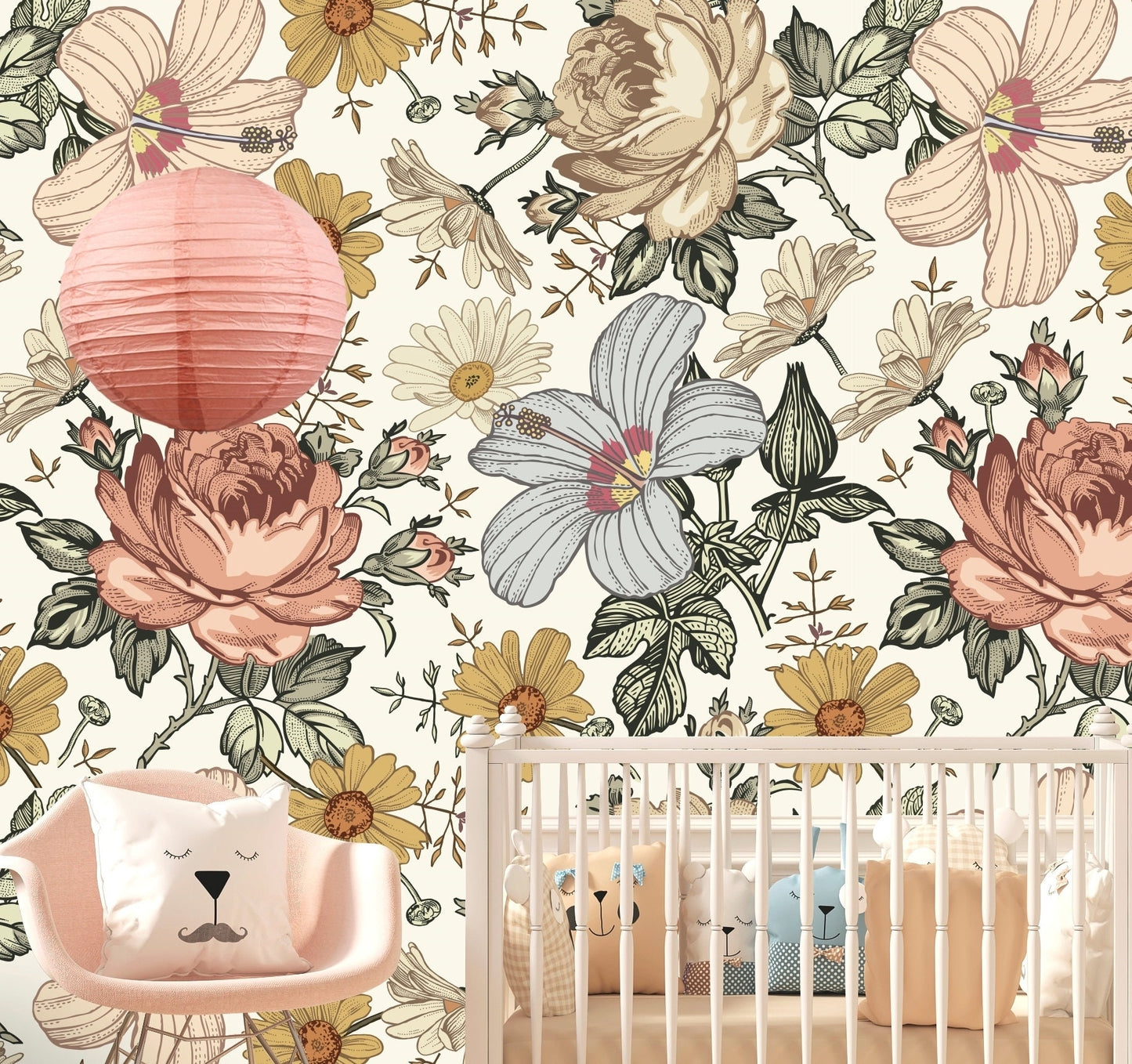Big Flower Wallpaper Nursery 