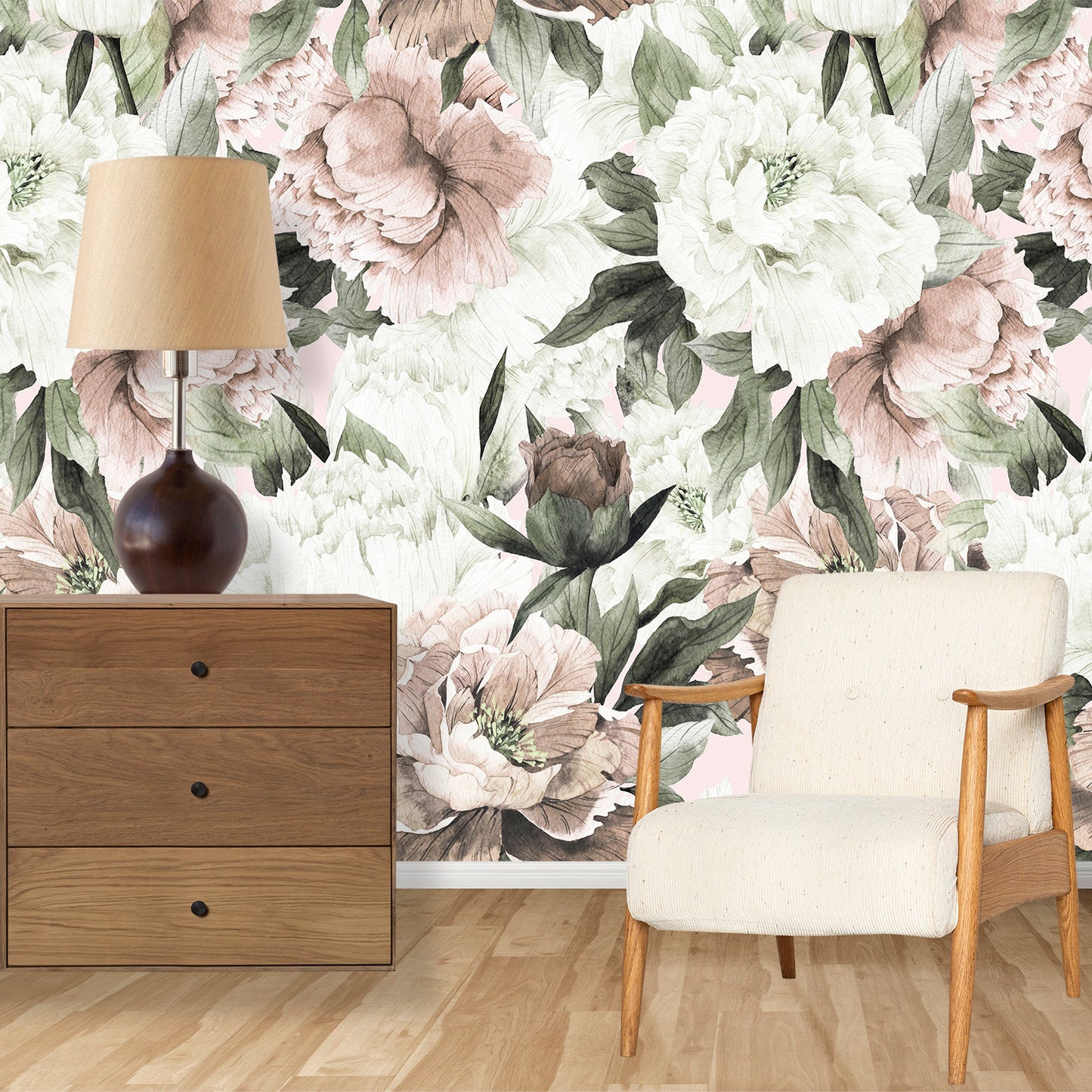 Pink Floral Wallpaper, Peony Wallpaper, Big Flower Wallpaper Peel and Stick, Removable  Wall Paper