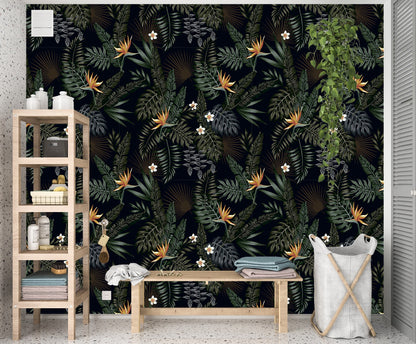 Exotic Wallpaper, Palm Leaf Wallpaper Peel and Stick Tropical Leaf Wallpaper, Removable Wall Paper