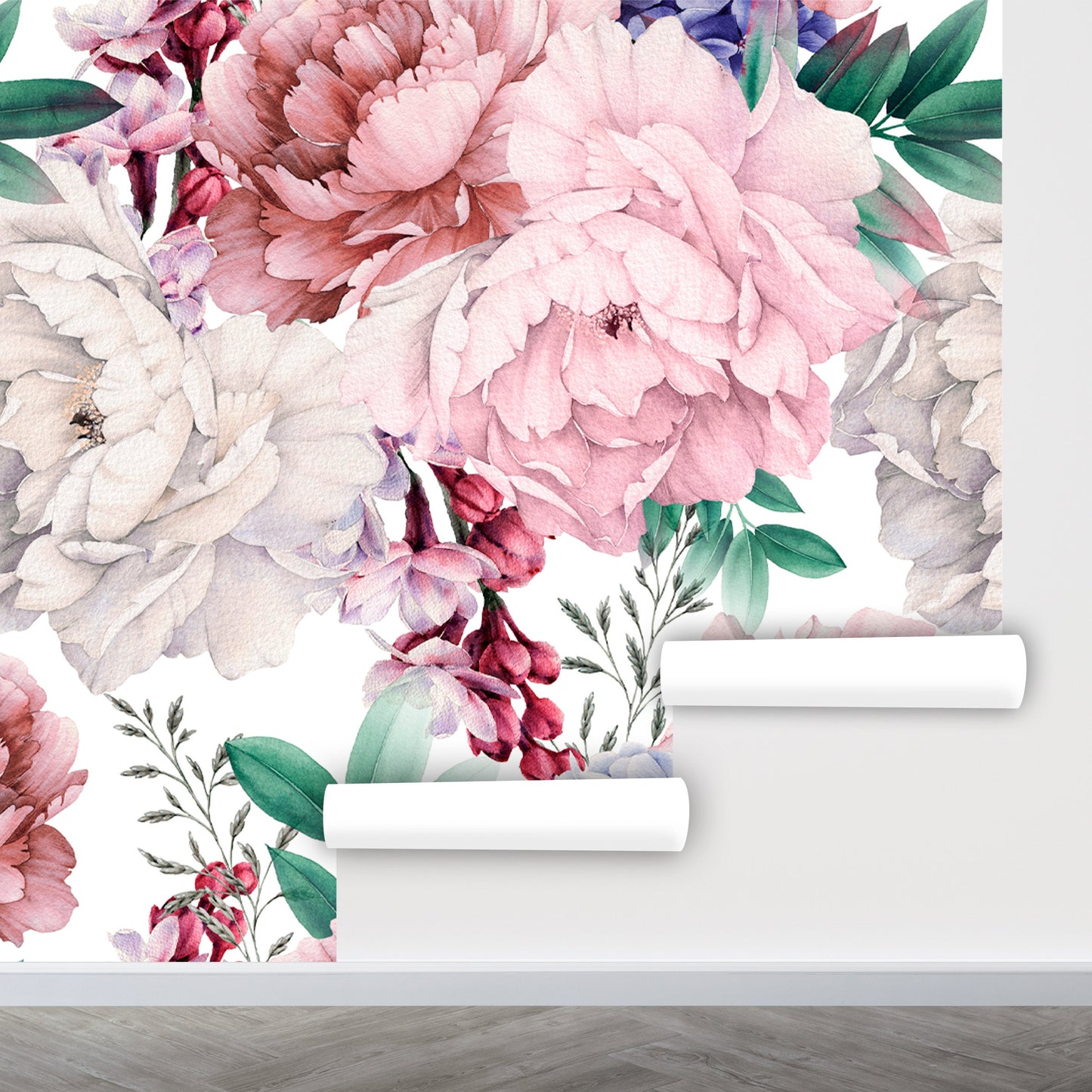 Pink Floral Wallpaper with Big Peony