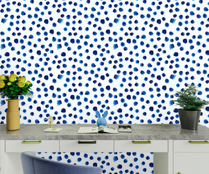 Blue Dot Wallpaper Peel and Stick, Watercolor Wallpaper, Brush Stroke Wallpaper, Nursery Wallpaper, Removable Wall Paper