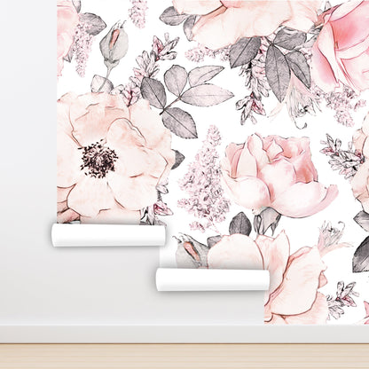 Big Flower Wallpaper, Pink Floral Mural