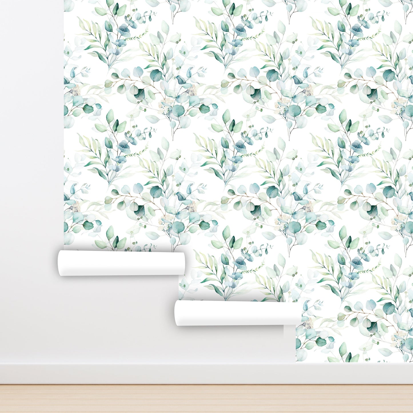 Green Leaves Wallpaper, Eucalyptus Wallpaper Peel and Stick, Botanical Wallpaper, Nursery Wallpapers, Removable Wall Paper