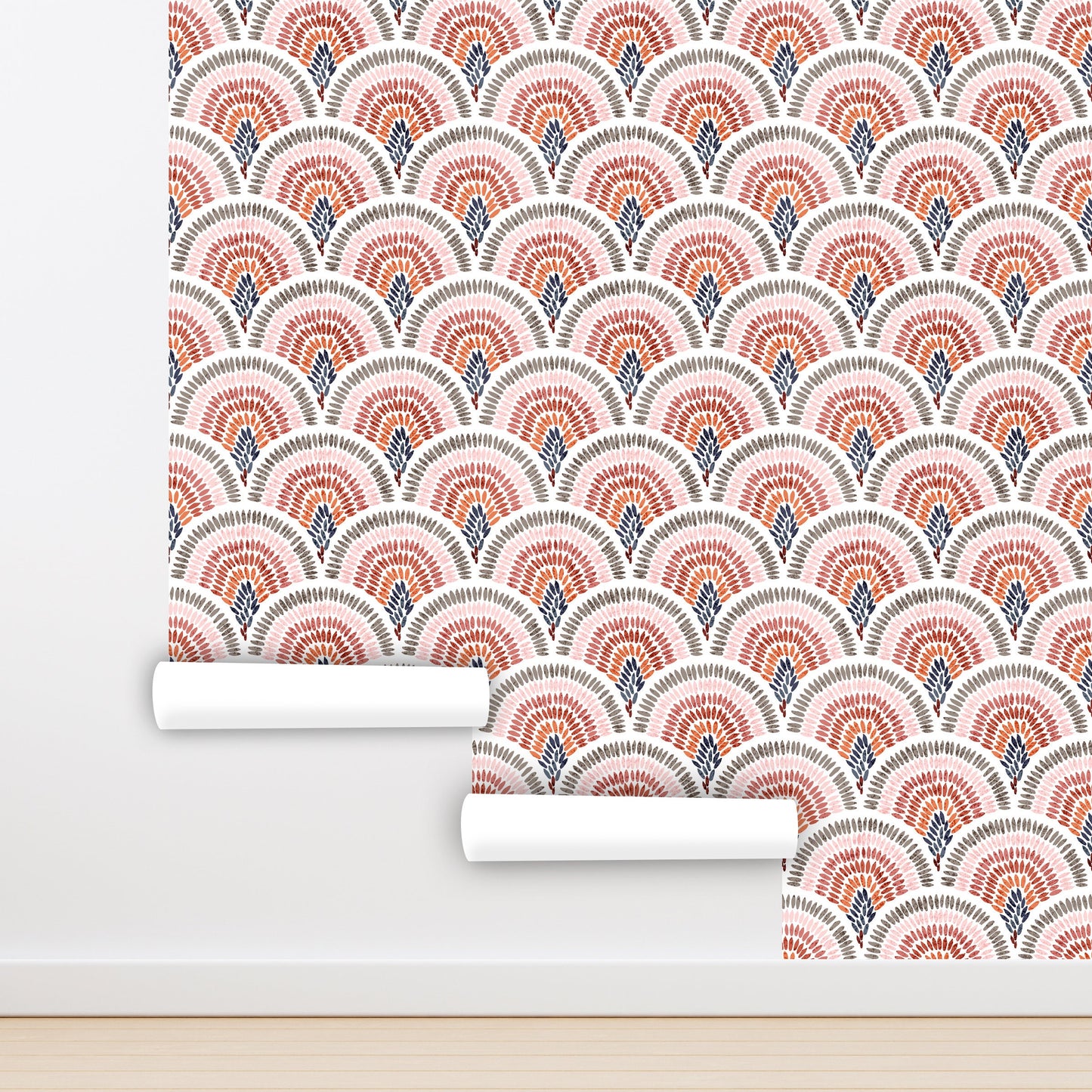 Scallop Peel and Stick Wallpaper, Boho Wallpaper, Scandinavian Wallpaper, Removable Wall Paper