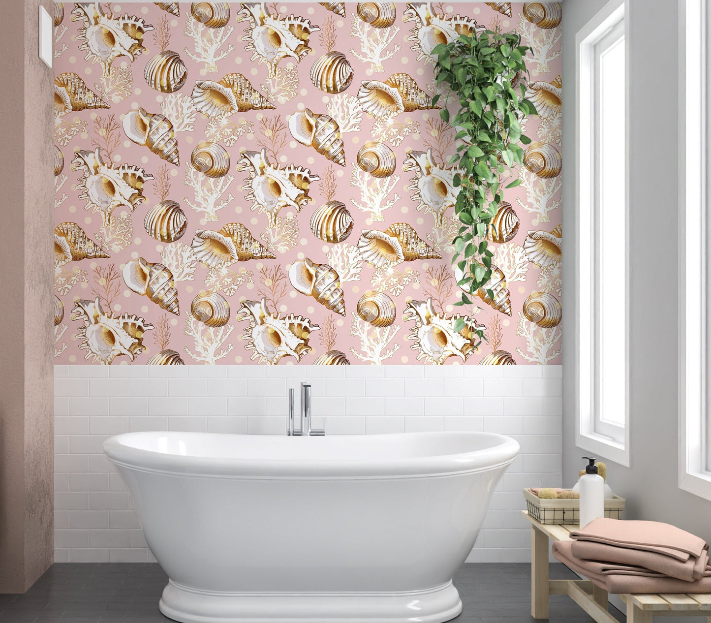 Seashell Wallpaper, Coral Wallpaper, Sea Life Wallpaper Peel and Stick, Nursery Wallpaper, Removable Wall Paper