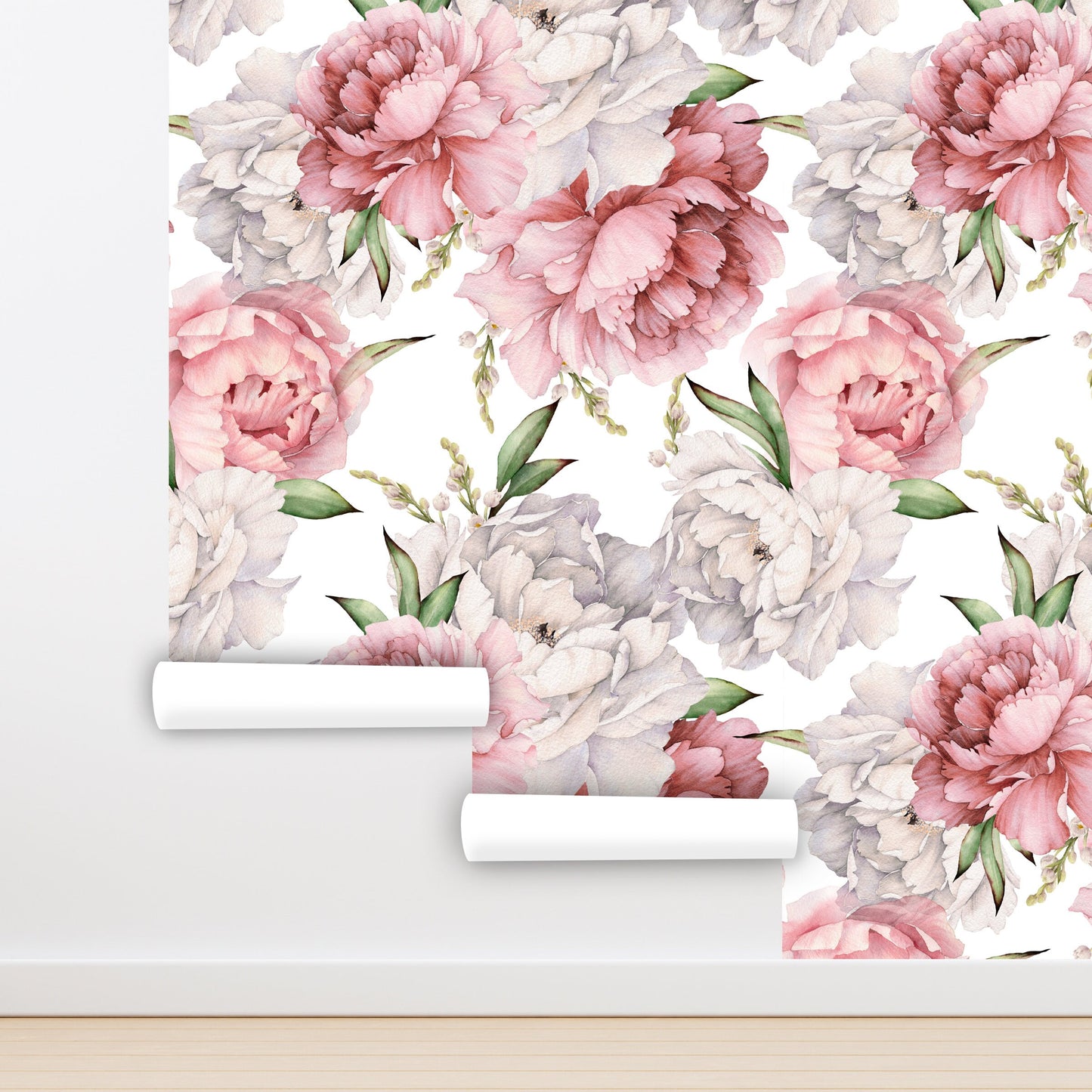 Pink Peony Wallpaper Peel and Stick, Floral Wallpaper, Big Flowers Wallpaper, Nursery Wallpapers, Removable Wall Paper