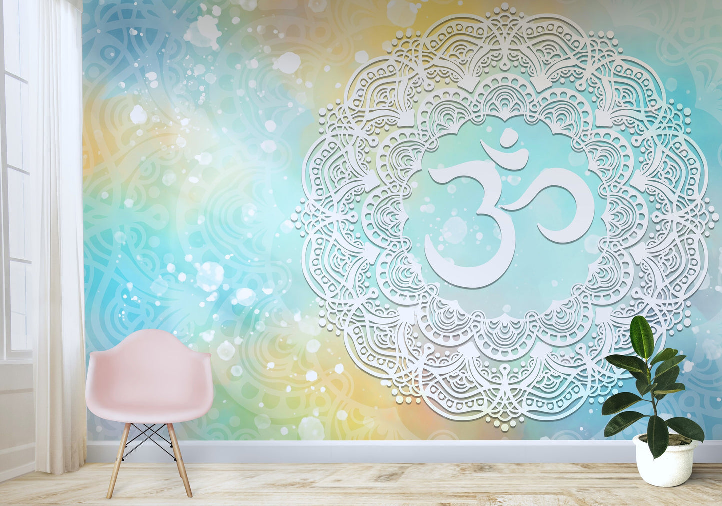 Mandala Wallpaper, Yoga Wallpaper Peel and Stick, Meditation Wallpaper, Removable Wall Paper