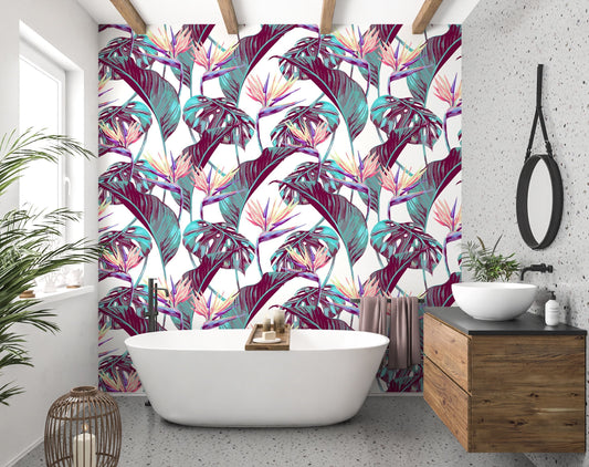 Monstera Wallpaper, Big Leaves Wallpaper Peel and Stick, Palm Tree Wallpaper, Tropical Wallpaper, Removable Wall Paper