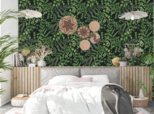 Fern Wallpaper Peel and Stick, Green Leaf Wallpaper, Plants Wallpaper, Botanical Wallpaper, Removable Wall Paper